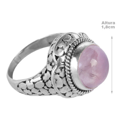 Anel de Prata com Quartzo Rosa - 60699