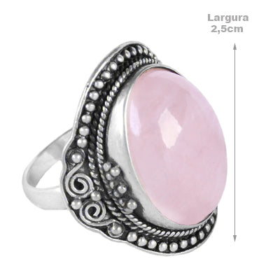Anel de Prata com Quartzo Rosa - 60676