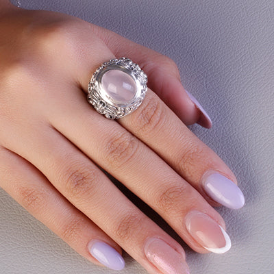 Anel de Prata com Quartzo Rosa - 60677