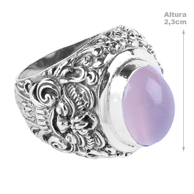 Anel de Prata com Quartzo Rosa - 60677