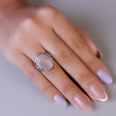 Anel de Prata com Quartzo Rosa - 60679