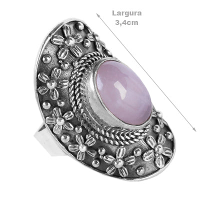 Anel de Prata com Quartzo Rosa - 60681