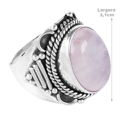 Anel de Prata com Quartzo Rosa - 60682