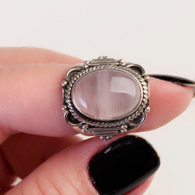 Anel de Prata com Quartzo Rosa - 60682