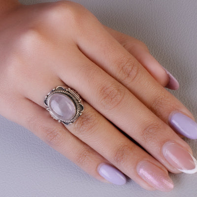 Anel de Prata com Quartzo Rosa - 60682