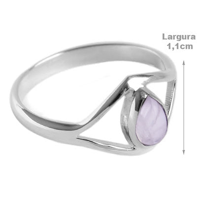 Anel de Prata com Quartzo Rosa - 60687