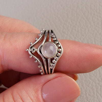 Anel de Prata com Quartzo Rosa - 60694