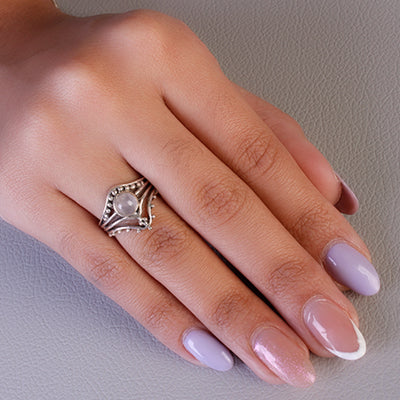 Anel de Prata com Quartzo Rosa - 60694