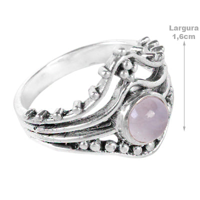 Anel de Prata com Quartzo Rosa - 60694