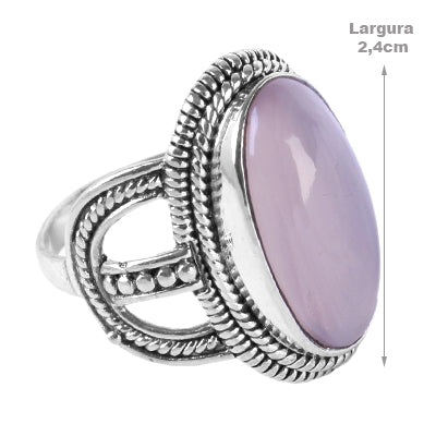 Anel de Prata com Quartzo Rosa - 60698