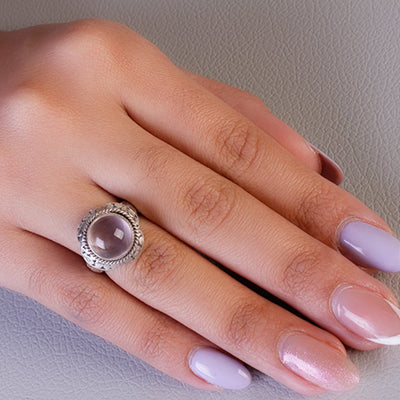 Anel de Prata com Quartzo Rosa - 60699