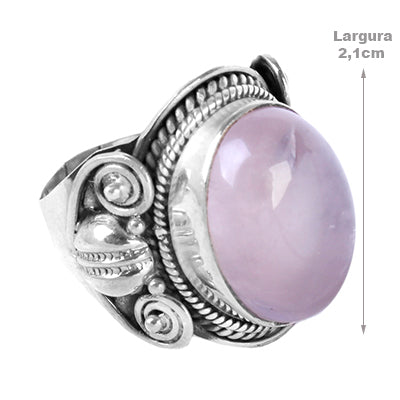 Anel de Prata com Quartzo Rosa - 60700