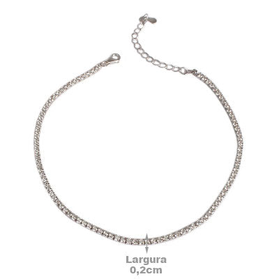 Tornozeleira de Prata com Zircônias - 60975