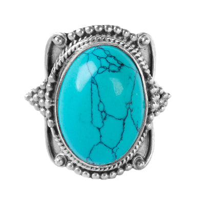 Anel de Prata com Turquesa- 61307