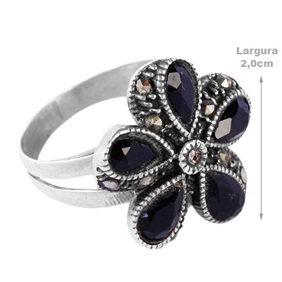 Anel de Prata com Flor- 61501