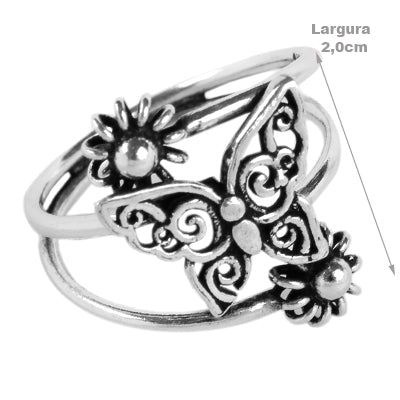 Anel de Prata com Borboleta - 62115