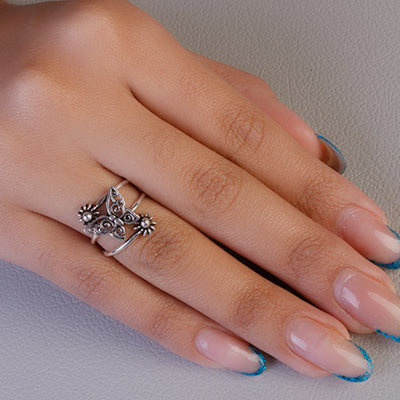 Anel de Prata com Borboleta - 62115