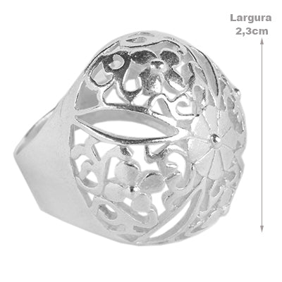 Anel de prata com flor- 62122