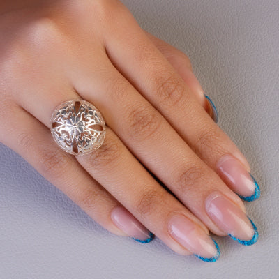 Anel de prata com flor- 62122