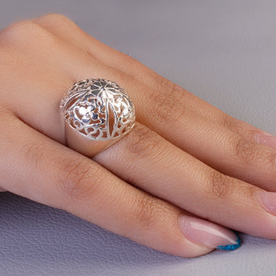 Anel de prata com flor- 62122