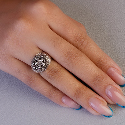 Anel de prata com Flor- 62123