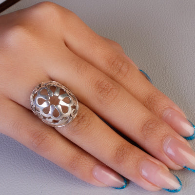 Anel de prata com Flor- 62126