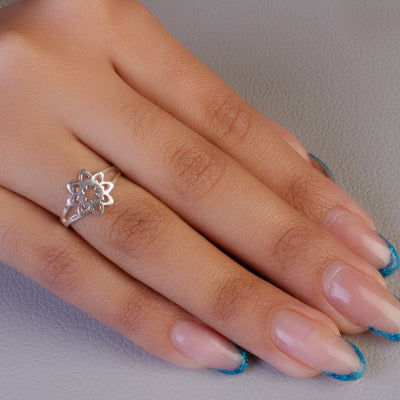 Anel de prata com Flor- 62129