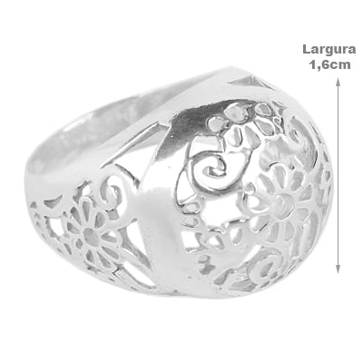 Anel de Prata com Flor- 62146
