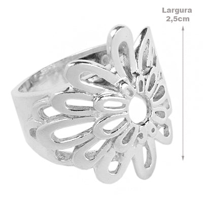 Anel de Prata com Flor- 62149