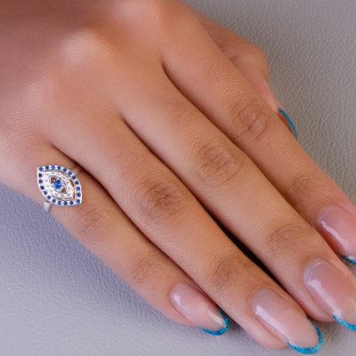 Anel de Prata com Olho Grego- 62266