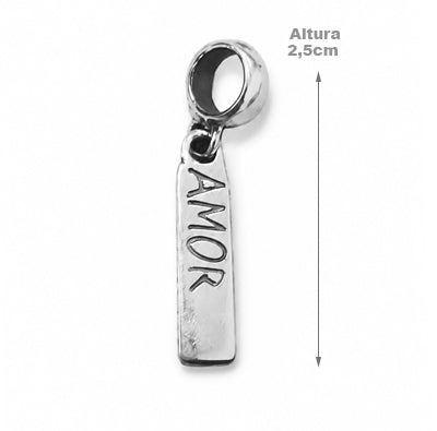 Berloque de Prata Placa Amor - 62315