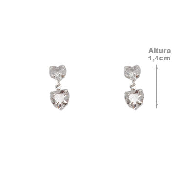 Brinco de Prata Coração com Zircônia - 63522