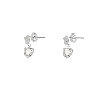 Brinco de Prata Coração com Zircônia - 63522