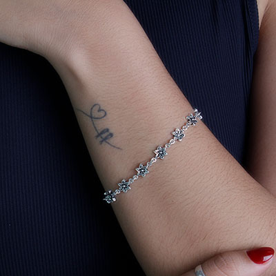 Pulseira de Prata Flor - 63551