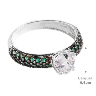 Anel de Prata com Zircônias - 63637