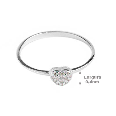 Anel de Prata Coração com Zircônia - 63662