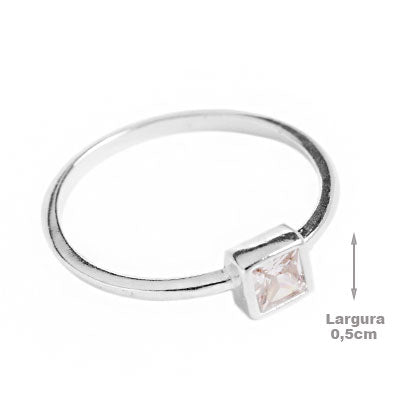 Anel de Prata Solitário.