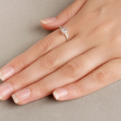 Anel de Prata Solitário - 63670