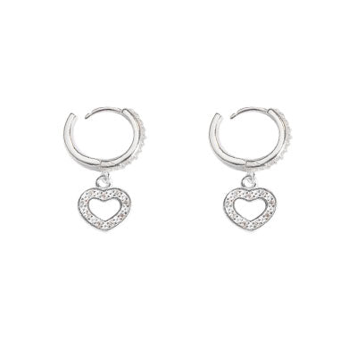 Argola de Prata Coração com Zircônias - 63701