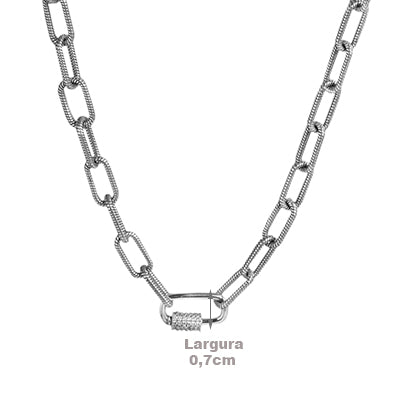 Gargantilha de Prata Elo com Zircônia - 63752