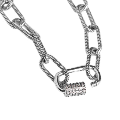 Gargantilha de Prata Elo com Zircônia - 63752