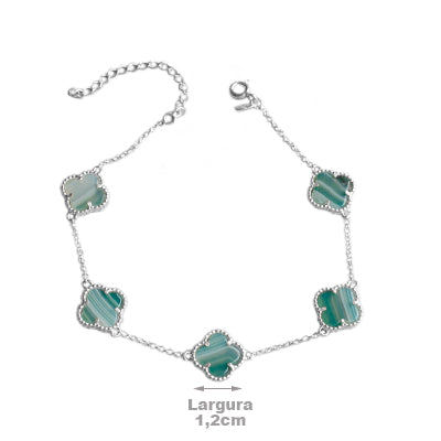 Pulseira de Prata Trevo com Malaquita - 63764