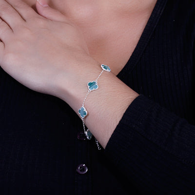 Pulseira de Prata Trevo com Malaquita - 63764