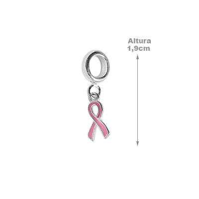 Berloque de Prata Laço Rosa Câncer de Mama - 63797