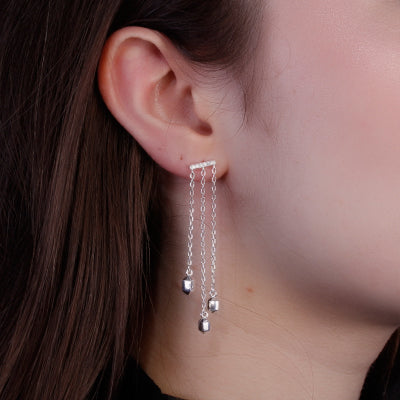 Brinco de Prata com Pingentes - 63897