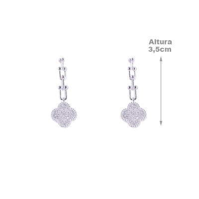 Brinco de Prata Trevo/Flor - 63898