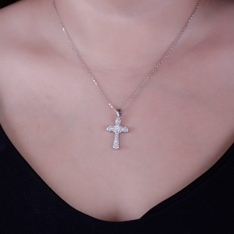 Pingente de Prata Cruz com Zircônia - 63939