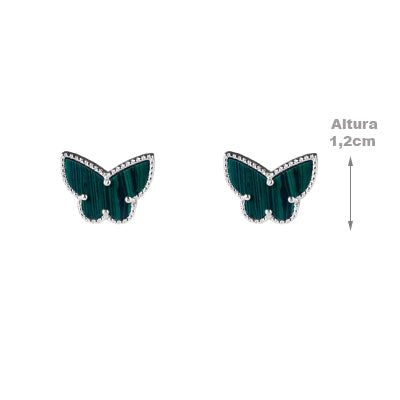 Brinco de Prata Borboleta com Malaquita - 63945
