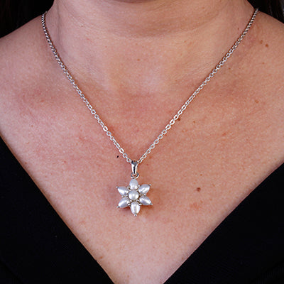 Pingente de Prata Flor com Pérola - 64003