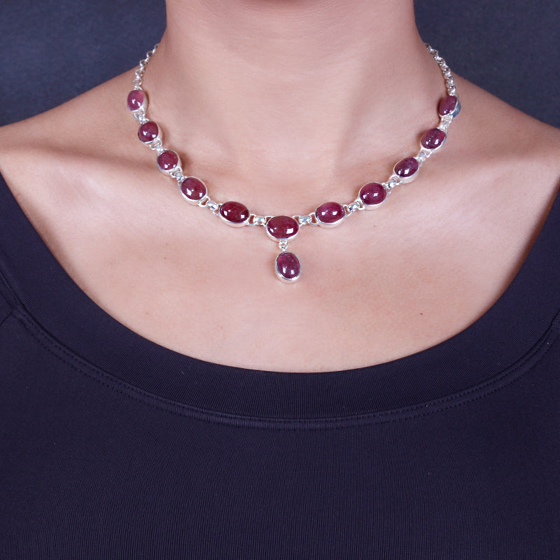 Gargantilha de Prata com Rubi - 64019